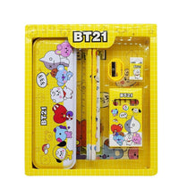 12-piece stationery kit for kids, includes metal pencil box and sharpener