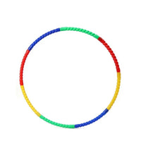 Hula hoop in use for fitness with adjustable diameter