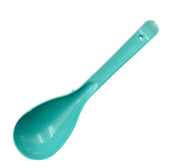 Ergonomic plastic serving spoon.