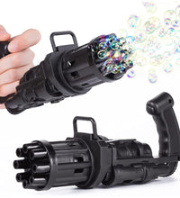 Battery-operated bubble gun with eight holes for bubbles