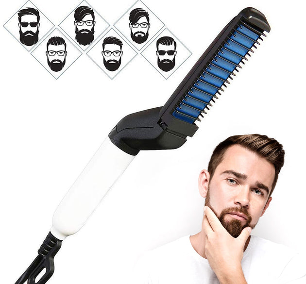 Beard and hair curling straightener, comb design.