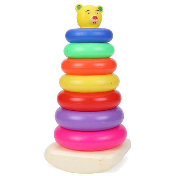 Set of 7 plastic stacking rings in teddy bear shape