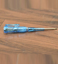 Linemen screwdriver with metal tester for electrical repairs.