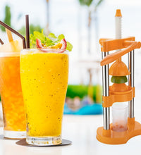 Glass manual juicer for orange juice extraction