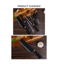 Knife set with chef's knife, peeler, and scissors