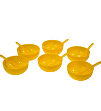 Plastic soup bowl set with spoons, 6-piece set