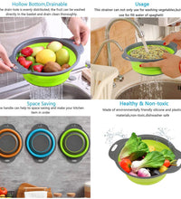 Collapsible silicone strainer for kitchen use