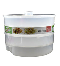 Versatile sprout maker with 4 layers for efficient juicing and sprouting.