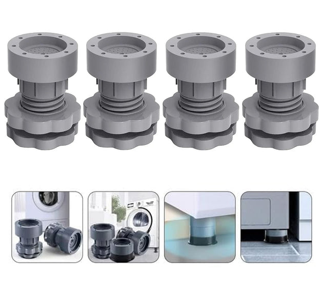 Plastic Washing Machine Vibration Feet , Adjustable Highly Non-Slip Support Anti Vibration Walk  Shock Absorber Noise Cancelling Furniture Lifting Base (4 Pcs Set)