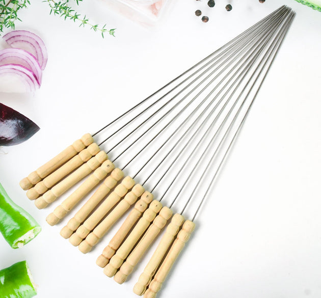 BBQ Tandoor Skewers Grill Sticks for Barbecue (Pack of 12)