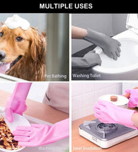 Reusable silicone glove for washing dishes, left-handed