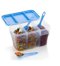 Plastic square storage container, 750ml capacity, ideal for organizing small items.