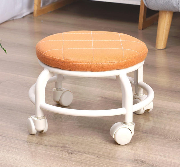 Roller Seat Stool Low Height Rolling Stool Multifunctional Small Household Movable Mini Stool Pulley Wheel Stool for Garage Home Library (1 Pc)