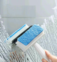 Glass wiper and cleaning brush for mirrors and tiles