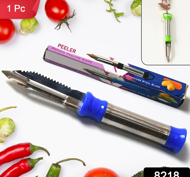 2in1 Multi-Purpose Stainless Steel Peeler With Hanging Ring For Vegetables, Potato Peeler, Carrot, grated, Suitable for Peeling and shredding Fruit and Vegetables Kitchen Accessories, Piller (1 pc) 