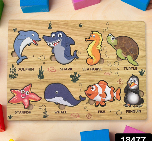 Coogam Wooden Sea Animal Puzzle Board