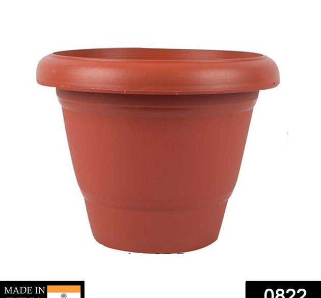 Brown plastic garden planter pot for plants