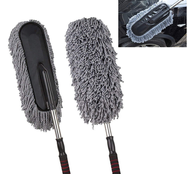 Car Duster, Long Retractable / Soft / Non-Slip / Handle Multipurpose Microfiber Wash Brush Vehicle Interior and Exterior Cleaning Kit with for Car, Boats or Home