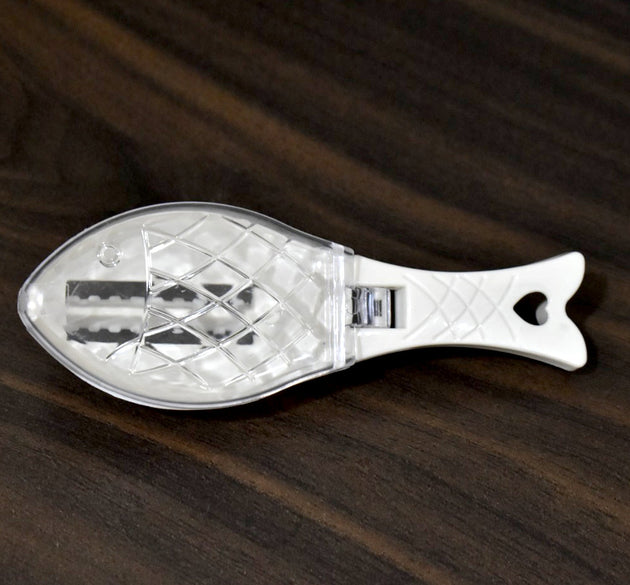 Fish scale scraper tool for easy fish cleaning.