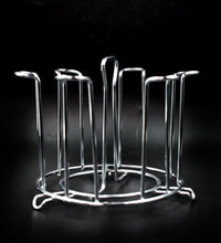 Stainless steel stand designed for holding sensitive glasses