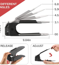 Adjustable folding shoe slots for organizing shoes efficiently.