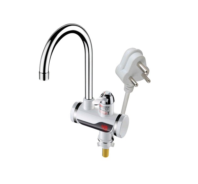 Electric water heater faucet with sleek design and functionality.