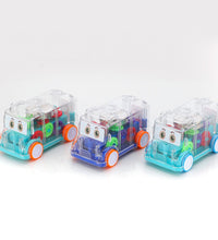 Mini school bus toy with musical feature.