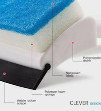 Double-sided glass wiper with cleaning brush for bathroom tiles