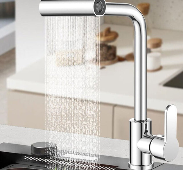 Multifunction Shower Waterfall Kitchen Faucet, 360° Rotation Waterfall Kitchen Faucet, Touch Kitchen Faucet, Faucet Extender for Kitchen Sink, Swivel Waterfall Kitchen Faucet for Washing Vegetable Fruit (4 In 1 )