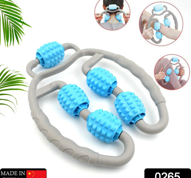 Muscle Massage Roller, 5 Wheels Relieve Soreness Leg Muscle Roller Fitness Roller Muscle Relaxer Massage Roller Ring Clip All Round Massaging Uniform Force Elastic PP Drop Shaped for Home Use (1 Pc)