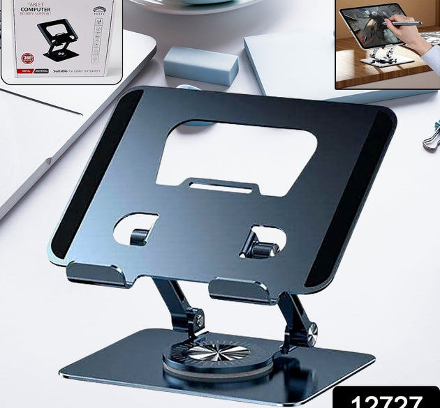 Aluminum Alloy 360°Rotating Bracket, Adjustable Laptop Stand, Portable Foldable Ergonomic Laptop Support