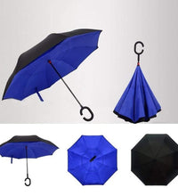 Compact and stylish reverse umbrella with windproof features.