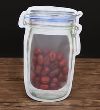 Plastic mason jar with airtight seal and zipper for food storage, 1000ml.