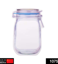 Plastic food storage jar with airtight seal and zipper, 1000ml.