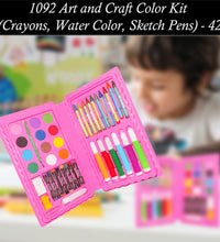 Art and craft kit with a variety of drawing and coloring tools.