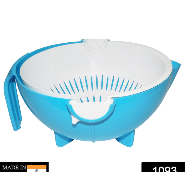 Multi-functional bowl and strainer with handle for washing fruits and vegetables.