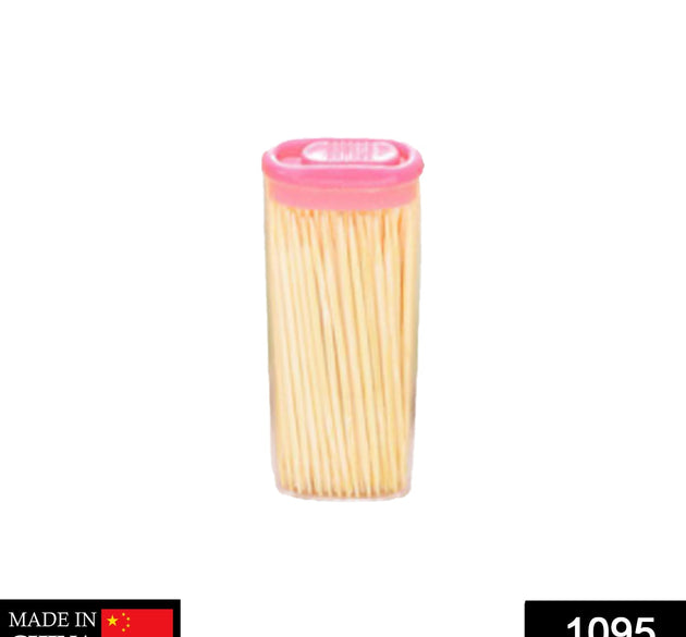 Bamboo toothpicks with dispenser box for hygiene.