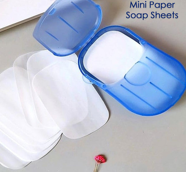 Travel Paper Soap Sheet with Mini Box (20 Sheets in a Pack Approx / Mix Color)