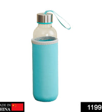  glass water bottle, 500 ml, with protective cover.