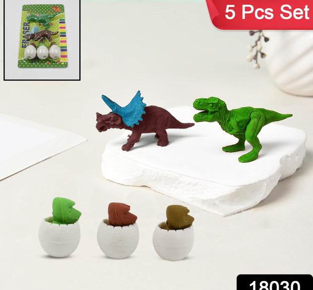 Dinosaur Shaped Erasers & Egg shape Eraser for Kids, Dinosaur Erasers Puzzle 3D Eraser, Mini Eraser Dinosaur Toys, Desk Pets for Students Classroom Prizes Class Rewards Party Favors (5 Pcs Set)