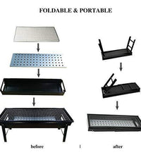 Portable BBQ grill with foldable design and carrying handle.