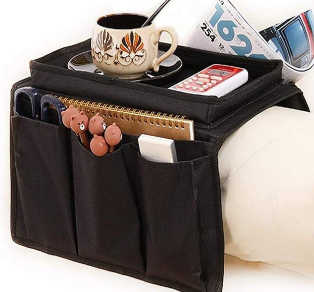 Arm rest storage bag for sofa with pockets