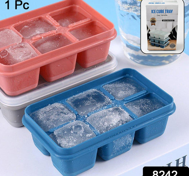 6 Grid Silicone Ice Tray Used In All Kinds Of Places Like Household Kitchens For Making Ice From Water And Various Things And All With Color Box (1 Pc)