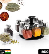 8-piece revolving spice rack with square containers