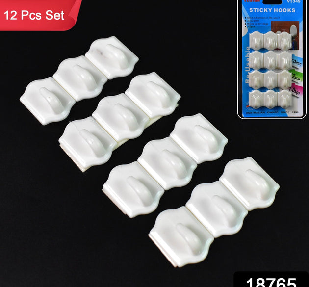 Small Adhesive Hooks for Wall Hanging Adhesive Hooks (12 pcs Set)