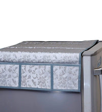 Fridge top cover featuring a mix of decorative patterns.