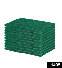 Set of green cleaning pads for scrubbing utensils and tiles