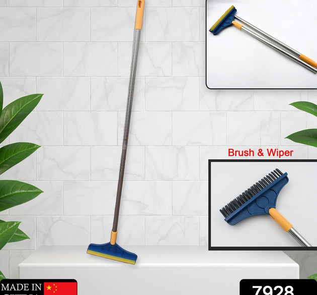 2-in-1 cleaning brush and wiper, long handle for easy cleaning