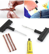 Tubeless tyre repair kit with pliers and rubber cement