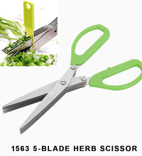 Herb scissors with 5 stainless steel blades, detailed view